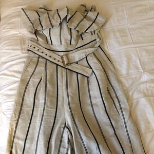 Cream striped romper